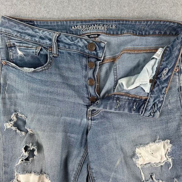 American Eagle Womens Jeans Tomgirl Distressed Button Fly Size 12 - Picture 3 of 13